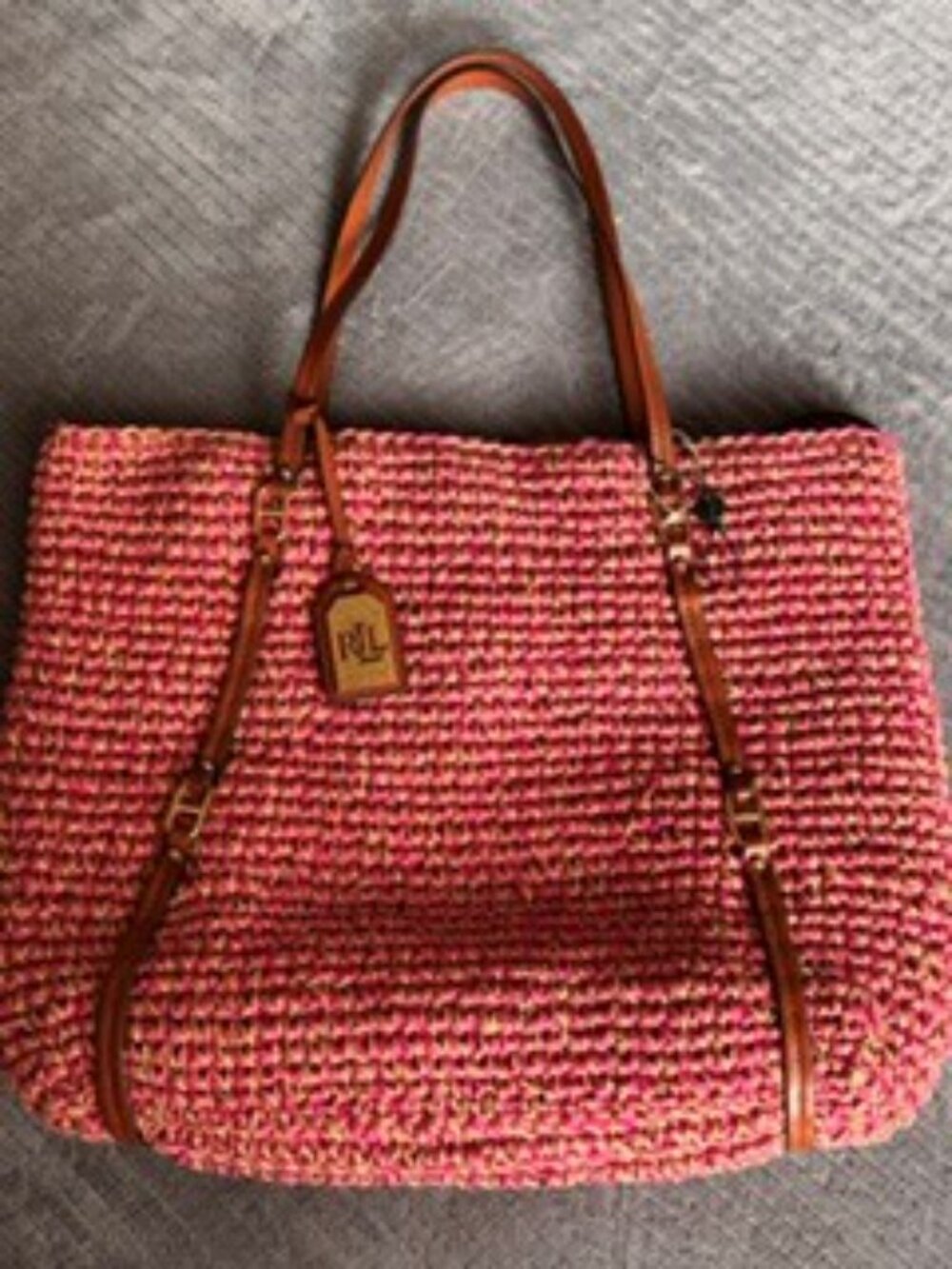 Lauren Ralph Lauren Pink Woven Tote - Picture 2 of 4